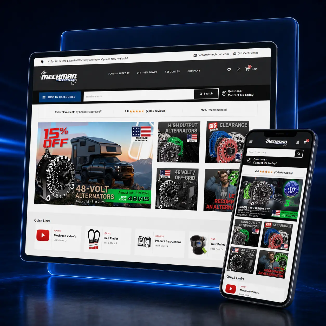 Mechman responsive e-commerce website design